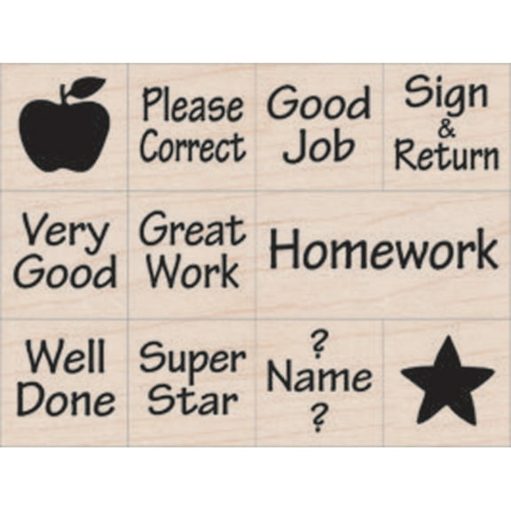 Hero Arts Nearly Tiny Messages From Your Teacher Stamps, Set of 11