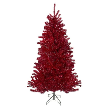 6' Metallic Red Tinsel Artificial Christmas Tree -