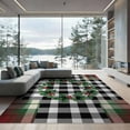 thumbnail image 2 of ODIKA 6'x9' Washable Area Rug Checkerboard Tartan Farmhouse Wreath Layering Under Doormat Plaid Playful for Dining Room, Table, Office Décor, Non-Slip Chair-Friendly, 2 of 7