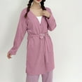 thumbnail image 3 of HVOBTTY Women's Lightweight Mid-Length Robe, Robes for Women, Womens Solid Color Nightgown Winter Loose Warm Thick Thick Long Velvet Bathrobe Home Wear Nightgown Purple, XL, 3 of 5