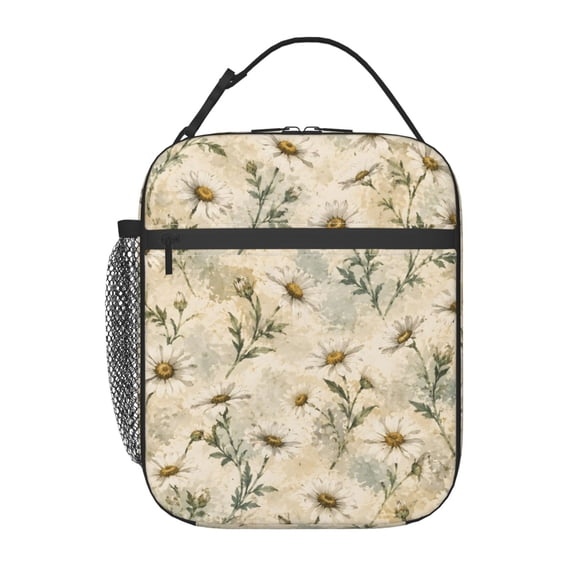 Daisy Floral Lunch Bag Reusable Thermal Lunch Box with Handle for Women and Men