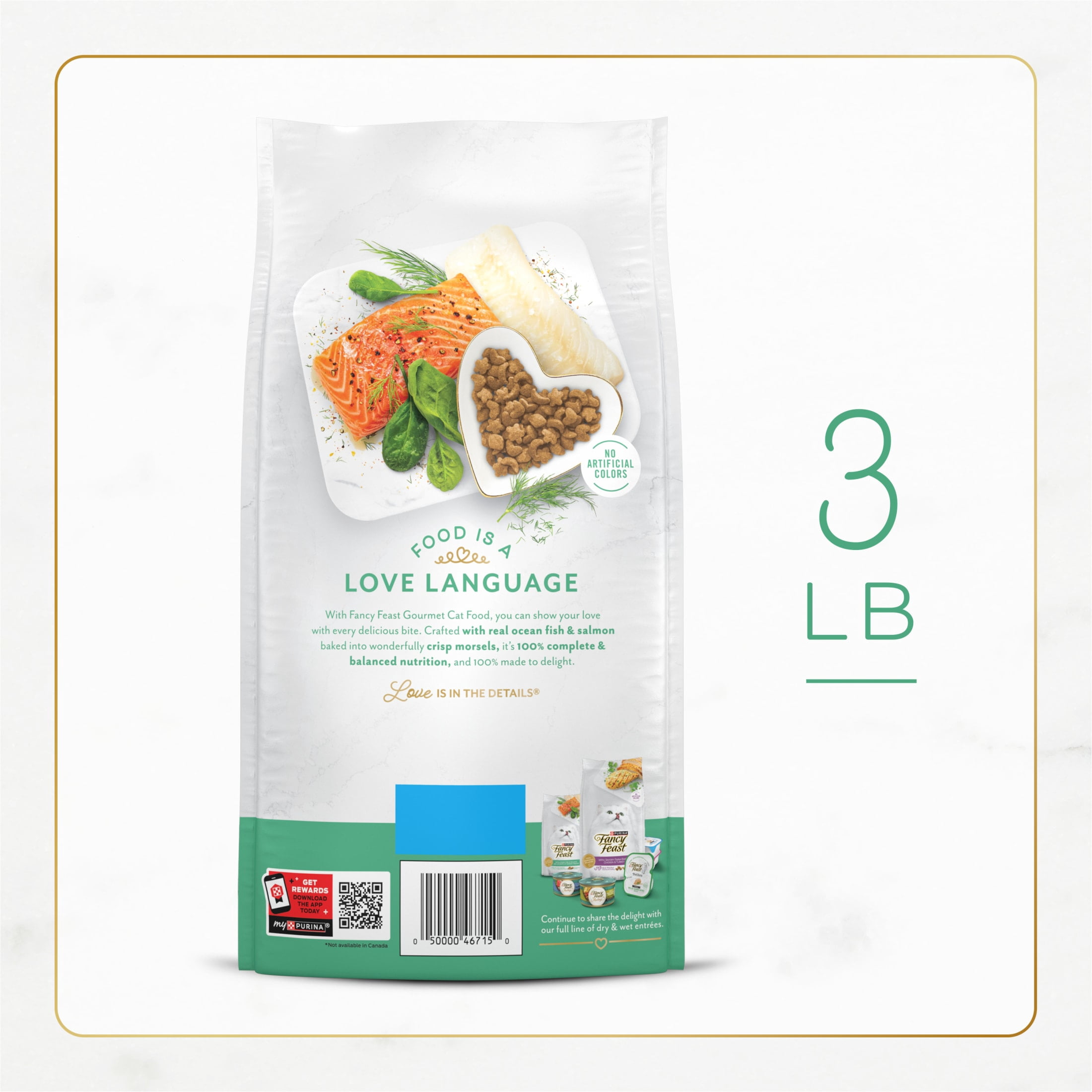 Purina Fancy Feast Dry Cat Food with Ocean Fish and Salmon, 3 lb Bag