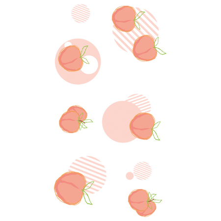 Falling Peaches with Aesthetic and Retro Artwork Design Vinyl Wall Decal - Collection of Sweet Peach Fruits with Stems for Living Room Wall Decoration - 20" x 37"