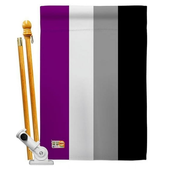 Americana Home & Garden AA-ST-HS-148002-IP-BO-D-US18-AG 28 x 40 in. Asexua Inspirational Support Impressions Decorative Vertical Double Sided House Flag Set & Pole Bracket Hardware Flag Set