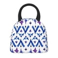thumbnail image 3 of YFYANG Portable Waterproof Insulated Lunch Bag, Ikat Blue Watercolor Texture Reusable Cooler Bag / Picnic Bag for Adults Teens, 3 of 9