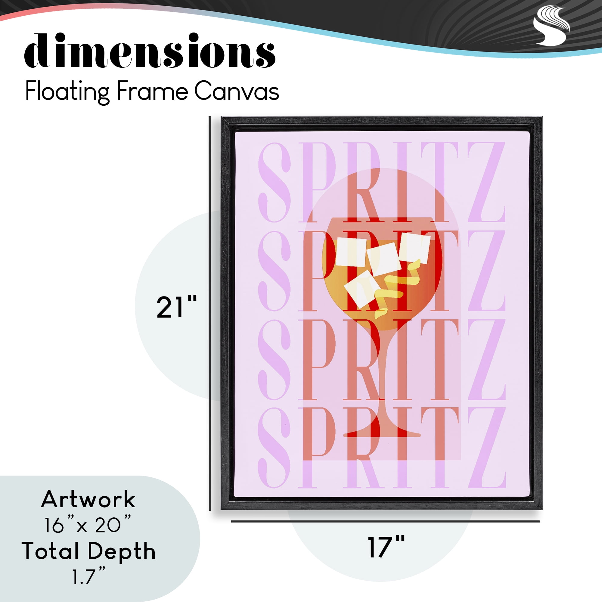 Retro Pastel Spritz Black Framed Floater Canvas Wall Art, design by Lil' Rue
