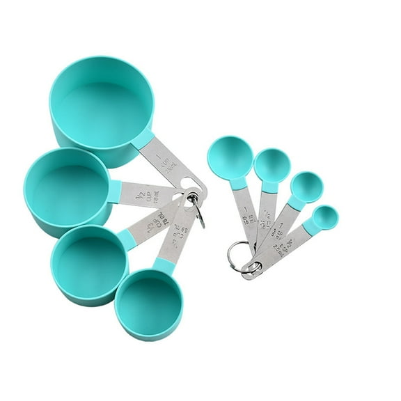 Dadiaei Colorful Stackable Measuring Cups and Spoons Set of 8, Plastic Measuring Tools for Dry and Liquid Ingredients, Ideal for Baking, Cooking, and Kitchen Use