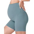 thumbnail image 5 of Pantalones cortos de yoga de maternidad para mujer sobre el vientre, entrenamiento de verano, pantalones cortos activos para correr (L) Rojo Verde, 5 of 5