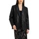 thumbnail image 2 of Blazer de cuero sintético para mujer INSPIRE CHIC con bolsillos, solapa de muesca, abrigo casual de trabajo para otoño e invierno L Negro, 2 of 6