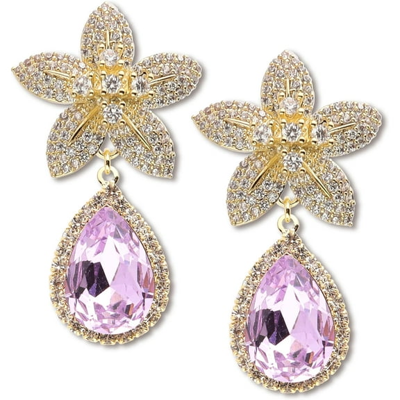Small Hoop Dangle Earrings for Women, Trendy Dainty Rhinestone CZ Dangling Prom Wedding Leaf Flower Snowflake Butterfly Starfish Fashion Jewelry Gift