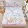 Cute Cartoon Sanrio Cinnamoroll Fitted Sheet Kawaii Anime Home Bedding