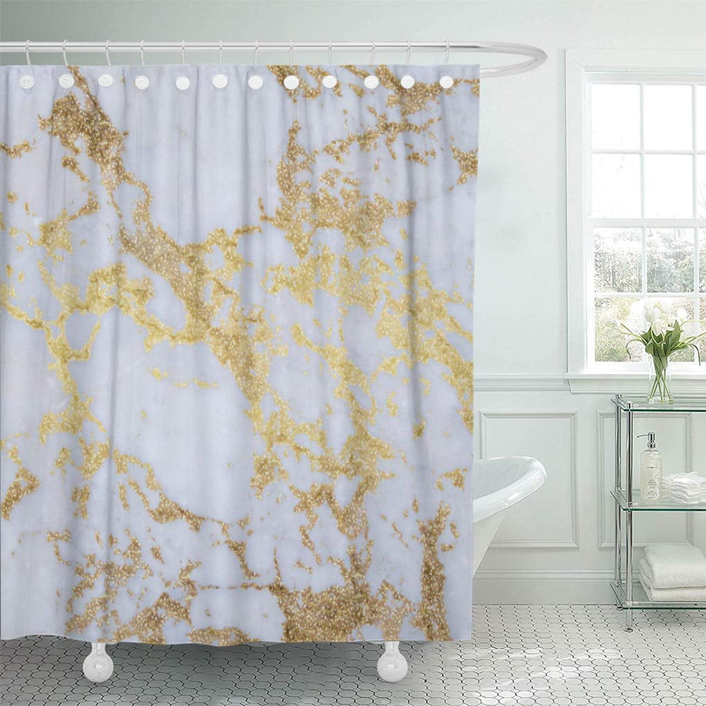 ATABIE Shining Awesome Modern Faux Marble Shower Curtain 60x72 inch