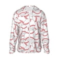 thumbnail image 2 of Uemuo Baseballs Pattern Women's Full Zip UPF 50+ Sun Protection Hoodie Jacket Long Sleeve Sun Shirt Hiking Outdoor Performance with Pockets-Small, 2 of 9
