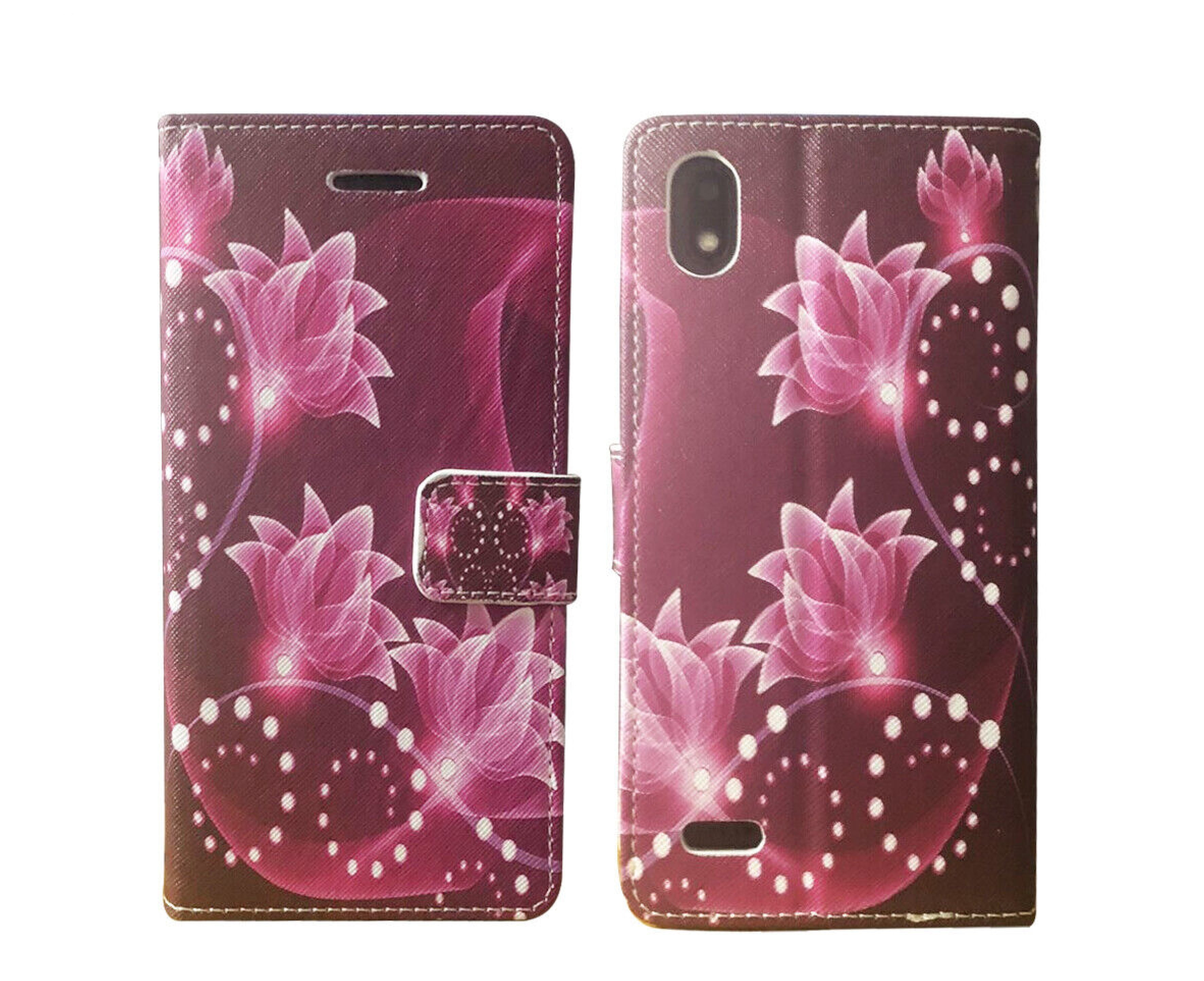 For ZTE Z1 Gabb Wireless Wallet Pouch Cover Phone Case Purple Lotus