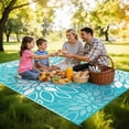 thumbnail image 5 of Enyhom Floral Waterproof Outdoor Rugs 5'x8', Reversible Plastic Straw Patio Camping Rug for Camping Patio Picnic, Teal, 5 of 9