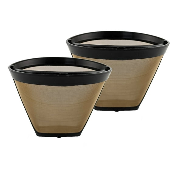 NRP #2 Small Gold-tone Oval Cone Shape Permanent Coffee Filter Replacement for Cuisinart 4-5 cup Coffeemakers, 2-pack, also fit Krups and More