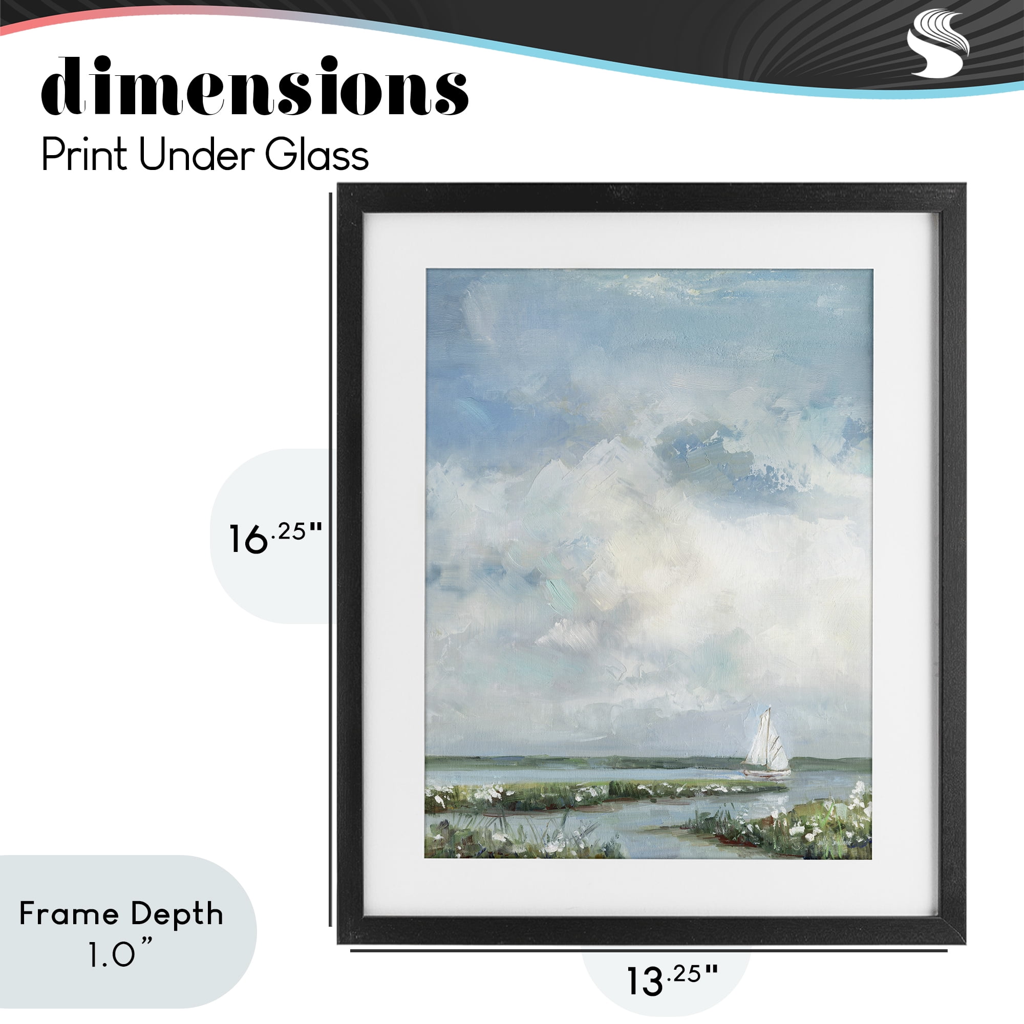 Stupell Industries Sailboat On Summer Marsh Black Framed Print Under Glass, design by Sally Swatland