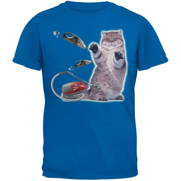 Galaxy Cat Vacuum Blue Youth T-Shirt - Large(14/16)