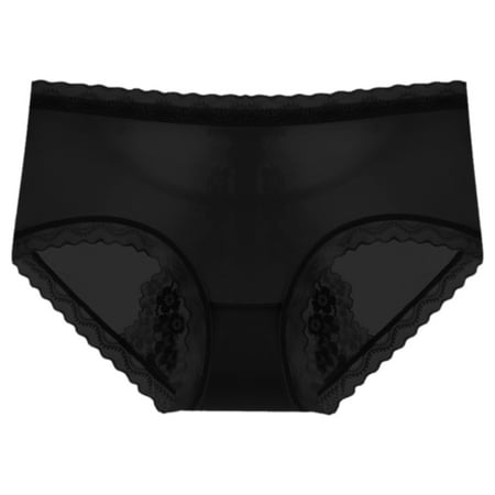 Landzoo Ladies Mesh Semi Transparent Sexy Lace Ice Silk Breathable Mid Rise Comfortable Panties Stylish Flexible Cozy Women Underwear