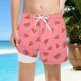 thumbnail image 2 of Boys Solid Drawstring Waist Swim Trunks High Rise Stretchy Knit Sport Shorts for Kids Watermelon Red, 2 of 4