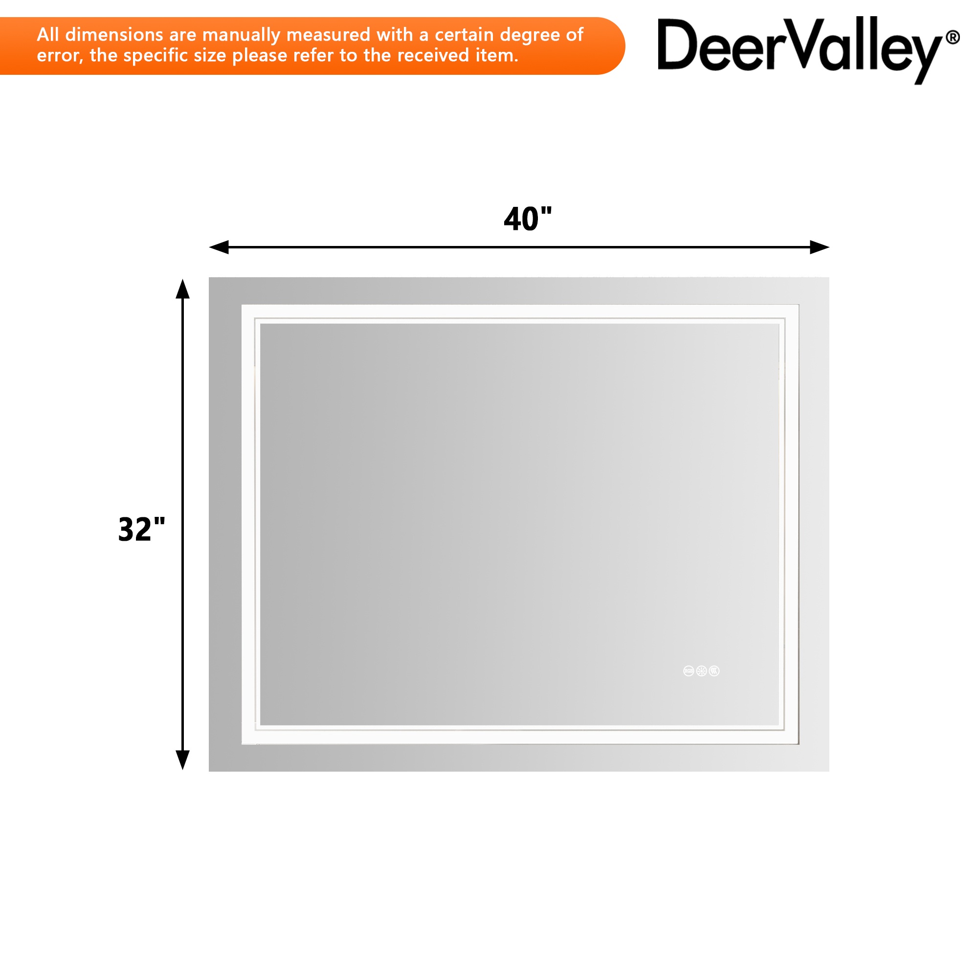 Deervalley 40"X 32" RGB LED Bathroom Mirror, Front Light And RGB Backlit Lighted Vanity Mirror