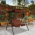 thumbnail image 2 of Costway Loveseat Patio Canopy Swing Glider Hammock Cushioned Steel Frame Outdoor Coffee, 2 of 8