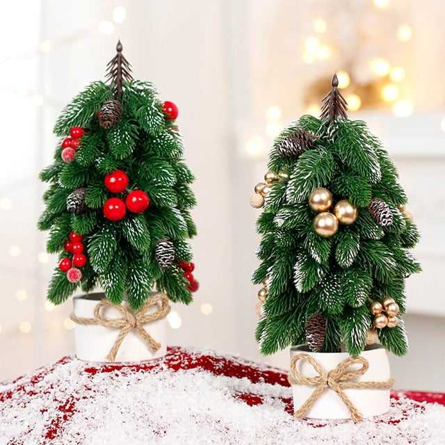 Miniplanta de Escritorio Decorativa Navideña para Fiestas En Casa | Árbol de Navidad Artificial de Mesa con Luces | Decoración Festiva - 1 Adorno