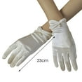 thumbnail image 5 of Yesbay 1 Pair Retro Satin Bride Gloves Faux Pearls Decor Pleated Cuffs Solid Color Vintage Wedding Gloves, 5 of 7