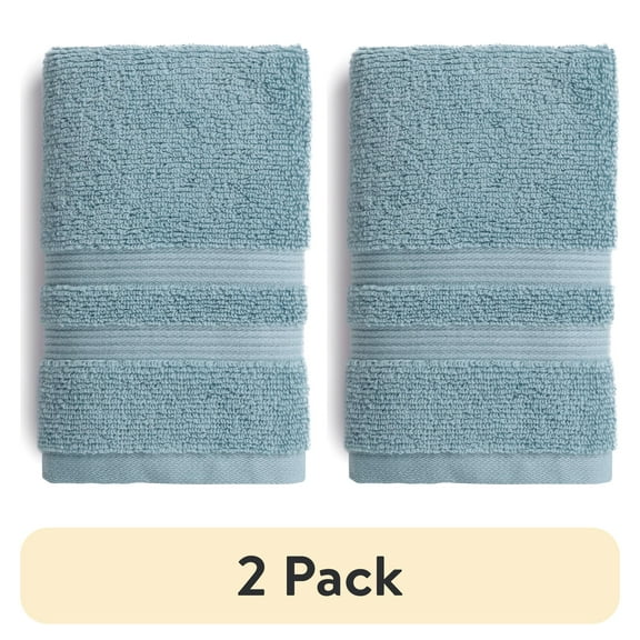 (2 pack) Mainstays Performance Cotton Hand Towel, Super Soft Quick Dry Fade Resistant, Solid Blue