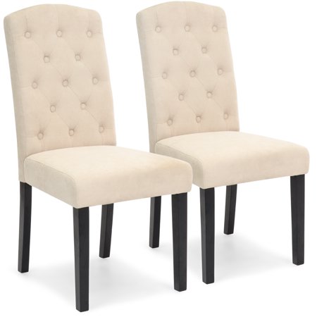 Best Choice Products Fabric Parsons Dining Chairs for Home Dining and Living Room with Tufted Backrest, Wood Legs, Set of 2, (Best Wood For Making Chairs)