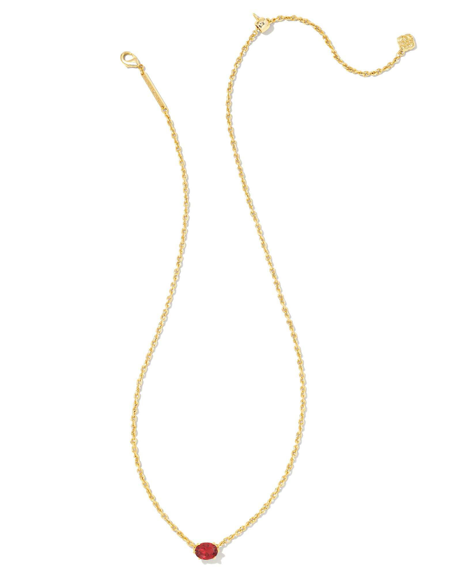 Kendra Scott Cailin Crystal Pendant Necklace Gold Burgundy Crystal