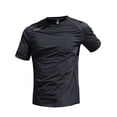 thumbnail image 3 of Hearthz Men's Cooling Ice Silk Running Shirts Quick Dry Short Sleeve Gym Workout Running Tops Crew Neck Sun Protection Tshirts Shirts for Men Black L, 3 of 5