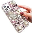 thumbnail image 2 of iPhone 13 Luxury Bling Glitter Case, Diamond Rhinestone 3D Perfume Bottle & Flower, Soft TPU Cover for Women & Girls, 2 of 10