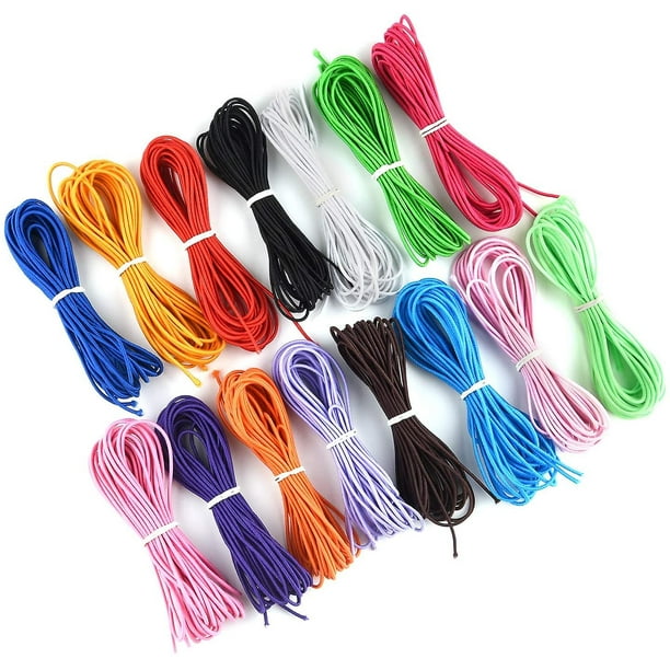 Coloured Elastic Cord 1mm Elastic String Bracelet Elastic 15 Pcs X 4m 