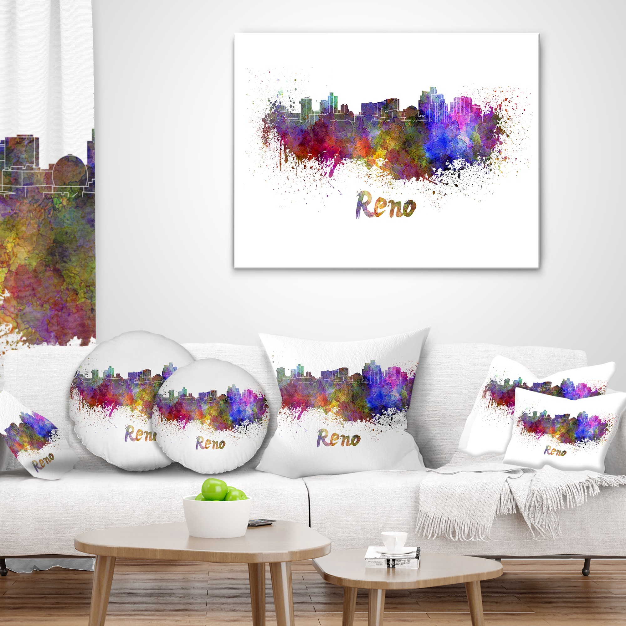 Designart Reno Skyline - Cityscape Throw Pillow - 16x16