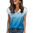 thumbnail image 2 of Shadoumai Blouses for Women Dressy Casual Plus Size Summer V Neck Short Sleeve T-Shirts Solid Color Shirt Spring Clothes Shirts Soft Graphic Tees Tops, 2 of 5