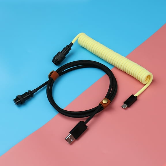 Braid Shielded USB to Typc C Coiled Keyboard Cable for Mechanical Keyboard Data Charging Extension