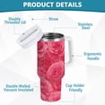 thumbnail image 4 of 40 oz Tumbler With Handle Stainless Steel Insulated Tumbler With Lid for Car Cup Holder Seamless Pattern with Pink Rose, 4 of 9