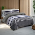 thumbnail image 2 of Luxurious Striped King Comforter Set - Soft and Cozy 3-Piece Bedding Set with Elegant Gray and Blue Stripes, Includes 1 Comforter and 2 Pillow Shams for Modern Home Decor, 2 of 3