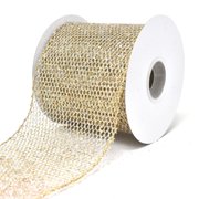 Grand Net Glitter Wired Edge Christmas Ribbon, Gold/Silver, 4-Inch, 10-Yard