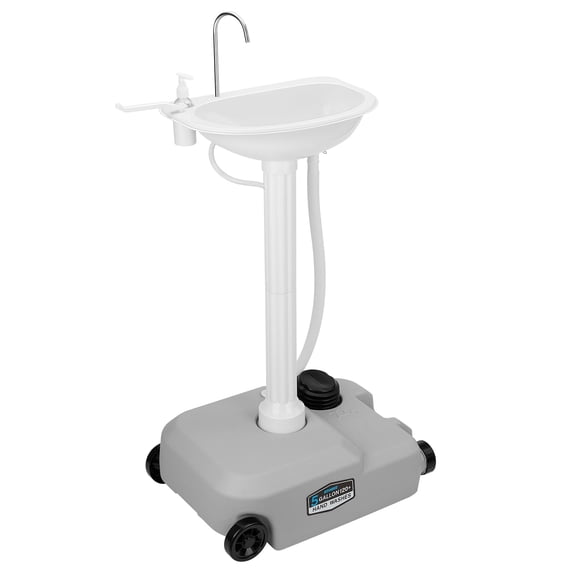 Kohree Portable Camping Sink with Large Wheels,Upgraded Foot Pump & Valve, Soap Dispenser & Towel Holder - Water Tank Faucet Removable Perfect for RV Camping,Outdoor,Indoor Use