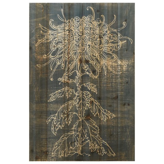 Empire Art Direct "Indigo Dance" Arte de Legno Digital Print on Solid Wood Wall Art - Grey Farmhouse