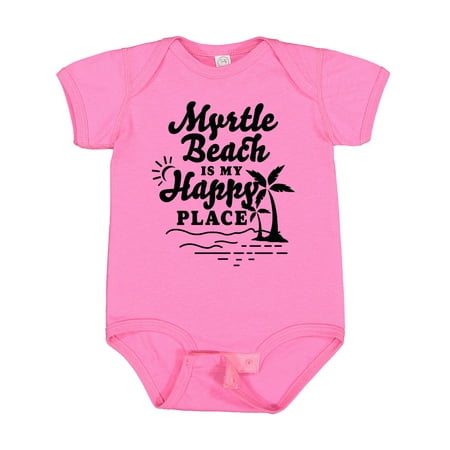 

Inktastic Myrtle Beach is My Happy Place with Palm Trees Gift Baby Boy or Baby Girl Bodysuit