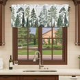 thumbnail image 6 of Green Botanical Curtain Valances for Windows, Kitchen Valance Window Treatments Panel 2 Pack, Farmhouse Watercolor Pine Tree Rod Pocket Short Curtains for Bathroom Bedroom 42 x 18 Inch, 6 of 8