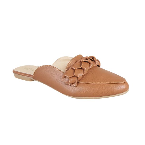 Zapato piso Balerina Mujer Marrón claro Detalle trenzado Castalia Casual