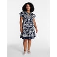 thumbnail image 2 of Time and Tru Women's Tiered Cotton Mini Dress with Flutter Sleeves, Sizes XS-4X, 2 of 6