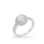 Genuine Rhodium Plated Engagement Ring with .88 Carats of Prong SetCubic Zirconia Birthstone Collection Size 5