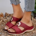 thumbnail image 2 of Dakaela Orthopedic Wedge Sandals for Women 2026 Summer Boho Platform Slip on Slides Arch Support Comfortable Casual Walking Slippers Red 8, 2 of 9