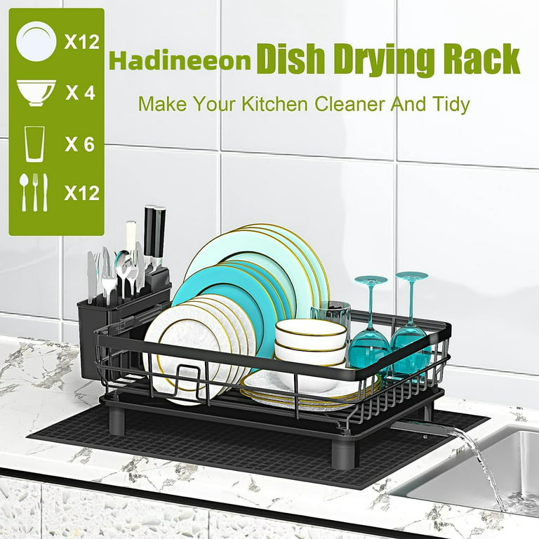 Dish Drying Rack, Dish Drainer for Kitchen Rustproof Dish Rack and  Drainboard Set with Removable Utensil Holder and Adjustable Swivel Spout,  Countertop or in Sink Dry Rack (Black) – KIZY HOME