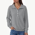 thumbnail image 4 of OunisaWomen's Henley Collar Sweatshirt, Long Sleeve Loose Casual Pullover, 4 of 8